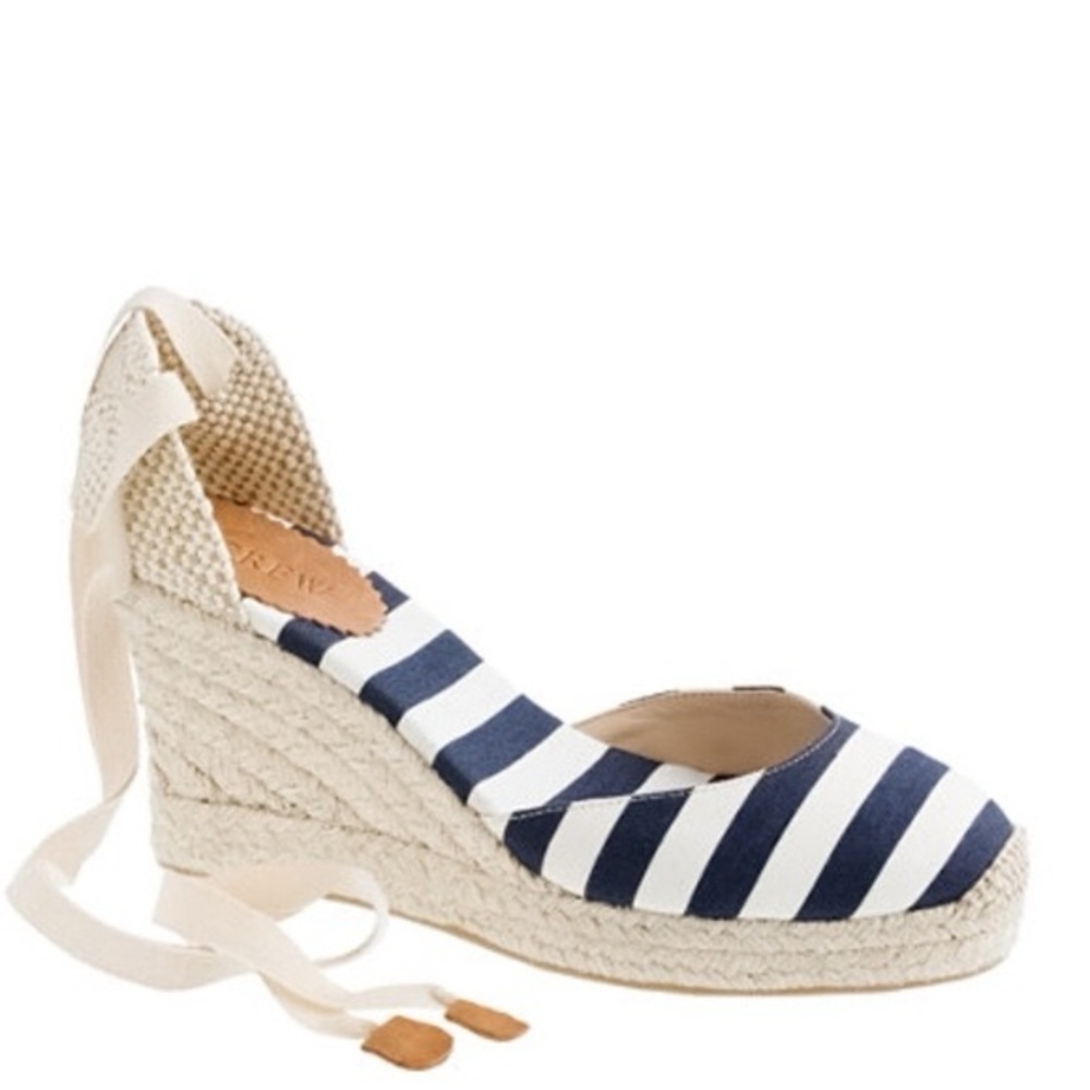 Striped Espadrille Wedge Sandals